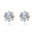 wholesale 925 Sterling Silver Elegant Silver Moissanite Stud Earrings On White Marble Display-0-0