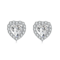 wholesale 925 Sterling Silver Elegant Sparkling Heart-shaped Moissanite Earrings-0-0