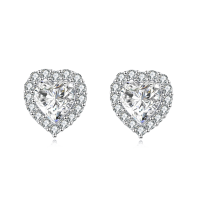 wholesale 925 Sterling Silver Elegant Sparkling Heart-shaped Moissanite Earrings-undefined