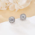 wholesale 925 Sterling Silver Elegant Moissanite Halo Stud Earrings In Silver Setting-0-1