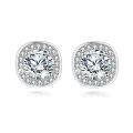 wholesale 925 Sterling Silver Elegant Moissanite Halo Stud Earrings In Silver Setting-0-4