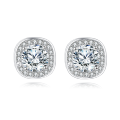 wholesale 925 Sterling Silver Elegant Moissanite Halo Stud Earrings In Silver Setting-0-0