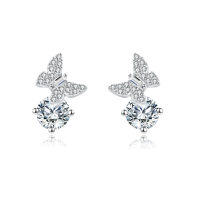wholesale 925 Sterling Silver Butterfly Moissanite Earrings In Sterling Silver-undefined