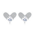 wholesale 925 Sterling Silver Sparkling Heart-shaped Moissanite Stud Earrings-0-0