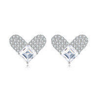 wholesale 925 Sterling Silver Sparkling Heart-shaped Moissanite Stud Earrings-undefined