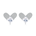 wholesale 925 Sterling Silver Sparkling Heart-shaped Moissanite Stud Earrings-0-5