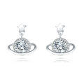 wholesale 925 Sterling Silver Elegant Star Charm Moissanite Earrings In Silver Setting-0-1