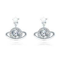 wholesale 925 Sterling Silver Elegant Star Charm Moissanite Earrings In Silver Setting-undefined