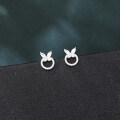 wholesale 925 Sterling Silver Butterfly Zircon Heart Stud Earrings-0-4