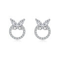 wholesale 925 Sterling Silver Butterfly Zircon Heart Stud Earrings-0-0