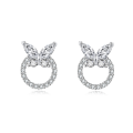 wholesale 925 Sterling Silver Butterfly Zircon Heart Stud Earrings-0-5