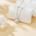 wholesale 925 Sterling Silver Elegant Pearl Necklace With Silver Chain And Modern Circular Pendant Design-0-4