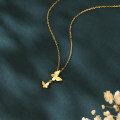 wholesale 925 Sterling Silver Elegant Plated With Gold Butterfly Necklace With Double Charm Design-0-4