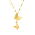 wholesale 925 Sterling Silver Elegant Plated With Gold Butterfly Necklace With Double Charm Design-0-1