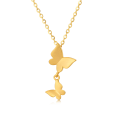 wholesale 925 Sterling Silver Elegant Plated With Gold Butterfly Necklace With Double Charm Design-0-0