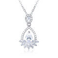 wholesale 925 Sterling Silver Elegant Pear-shaped Zircon Pendant Necklace In Plated with White Gold-0-1