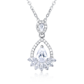 wholesale 925 Sterling Silver Elegant Pear-shaped Zircon Pendant Necklace In Plated with White Gold-0-0