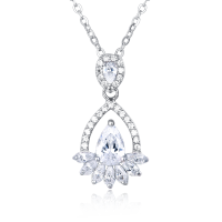 wholesale 925 Sterling Silver Elegant Pear-shaped Zircon Pendant Necklace In Plated with White Gold-style