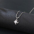 wholesale 925 Sterling Silver Elegant Silver Necklace With Four-leaf Clover Design And Sparkling Zircon Pendant-0-5