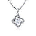 wholesale 925 Sterling Silver Elegant Silver Necklace With Four-leaf Clover Design And Sparkling Zircon Pendant-0-1