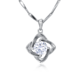 wholesale 925 Sterling Silver Elegant Silver Necklace With Four-leaf Clover Design And Sparkling Zircon Pendant-0-0
