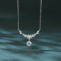 wholesale 925 Sterling Silver Elegant Zircon Flower Necklace With Sparkling Silver Chain And Pendant-0-5