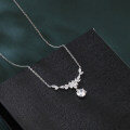 wholesale 925 Sterling Silver Elegant Zircon Flower Necklace With Sparkling Silver Chain And Pendant-0-4