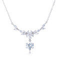 wholesale 925 Sterling Silver Elegant Zircon Flower Necklace With Sparkling Silver Chain And Pendant-0-1