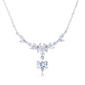 wholesale 925 Sterling Silver Elegant Zircon Flower Necklace With Sparkling Silver Chain And Pendant-0-0