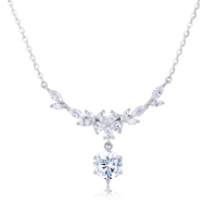 wholesale 925 Sterling Silver Elegant Zircon Flower Necklace With Sparkling Silver Chain And Pendant-style