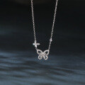 wholesale 925 Sterling Silver Sparkling Zircon Butterfly Pendant Necklace-0-5