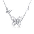 wholesale 925 Sterling Silver Sparkling Zircon Butterfly Pendant Necklace-0-1
