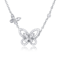 wholesale 925 Sterling Silver Sparkling Zircon Butterfly Pendant Necklace-0-0