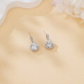 wholesale 925 Sterling Silver Plated with White Gold Moissanite Halo Drop Earrings With Radiant Center Stones-0-4