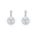 wholesale 925 Sterling Silver Plated with White Gold Moissanite Halo Drop Earrings With Radiant Center Stones-0-0