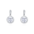 wholesale 925 Sterling Silver Plated with White Gold Moissanite Halo Drop Earrings With Radiant Center Stones-0-5