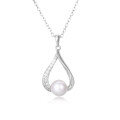 wholesale 925 Sterling Silver Elegant Pearl & Zircon Teardrop Pendant Necklace In Sterling Silver-0-1
