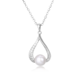 wholesale 925 Sterling Silver Elegant Pearl & Zircon Teardrop Pendant Necklace In Sterling Silver-0-0
