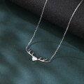 wholesale 925 Sterling Silver Elegant Deer Antler Necklace With Heart Gemstone Pendant-0-5