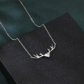 wholesale 925 Sterling Silver Elegant Deer Antler Necklace With Heart Gemstone Pendant-0-4