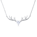 wholesale 925 Sterling Silver Elegant Deer Antler Necklace With Heart Gemstone Pendant-0-0
