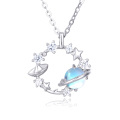 wholesale 925 Sterling Silver Celestial Zircon Necklace With Planet Ring, Star Moon Charm, And Elegantdesign-0-1