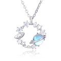 wholesale 925 Sterling Silver Celestial Zircon Necklace With Planet Ring, Star Moon Charm, And Elegantdesign-0-0