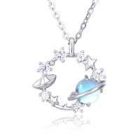 wholesale 925 Sterling Silver Celestial Zircon Necklace With Planet Ring, Star Moon Charm, And Elegantdesign-style