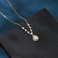 wholesale 925 Sterling Silver Elegant Plated With Gold Necklace With Teardrop Zircon Pendant And Sparkling Chain Accents-0-4