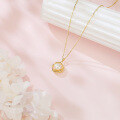 wholesale 925 Sterling Silver Elegant Gold Pearl Necklace With Circular Rope-textured Pendant-0-1
