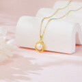 wholesale 925 Sterling Silver Elegant Gold Pearl Necklace With Circular Rope-textured Pendant-0-4