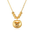 wholesale 925 Sterling Silver Elegant Plated With Gold Beaded Necklace With Engraved Chinese Character Pendant-0-0