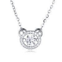 wholesale 925 Sterling Silver Elegant Zircon Halo Interlocking Circles Sterling Silver Necklace-style