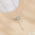 wholesale 925 Sterling Silver Elegant Silver Heart Moissanite Necklace With Brand Initials-0-4